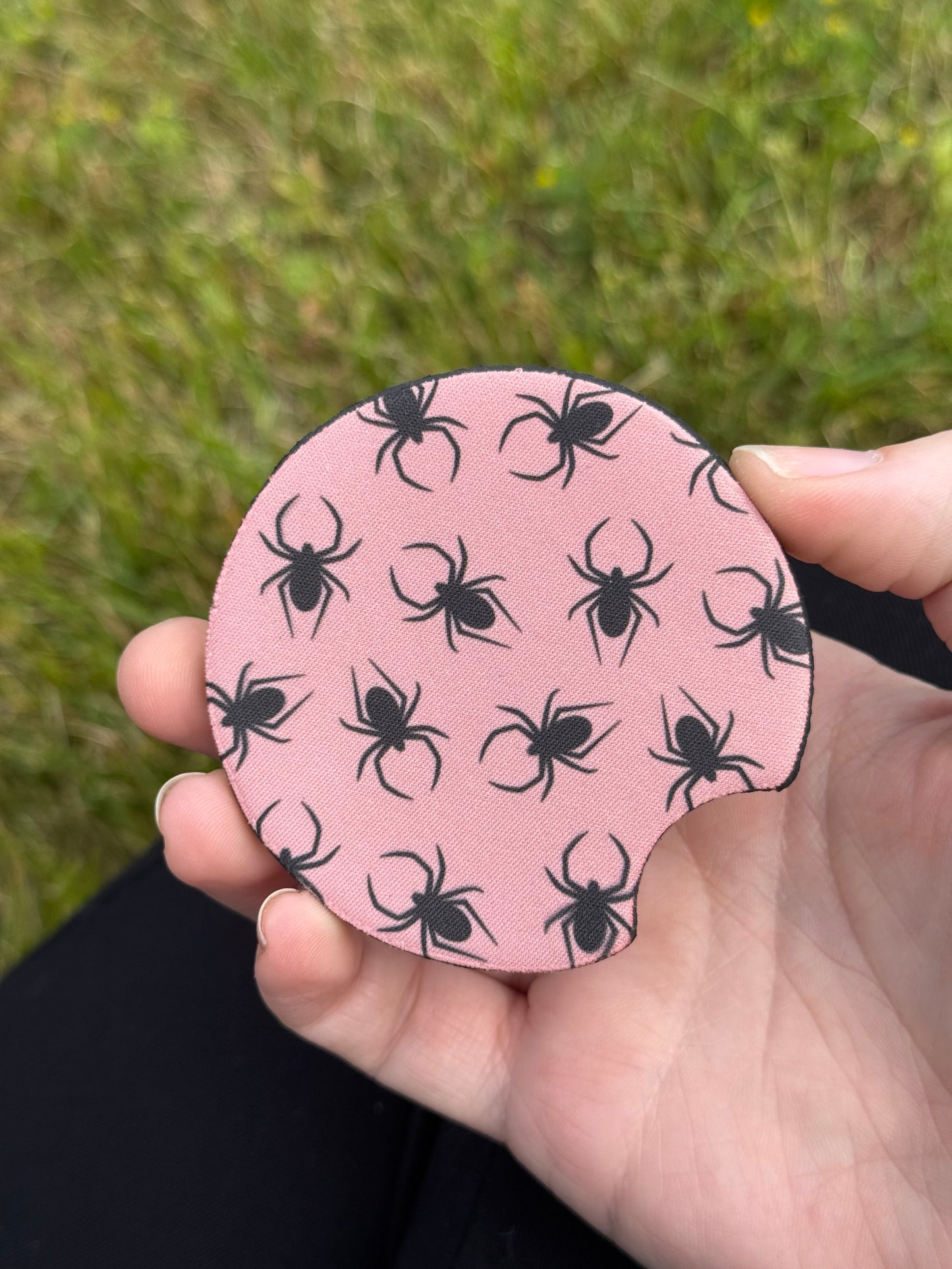 Absorbent Car Coasters | Set of 2 | Pink Widow
