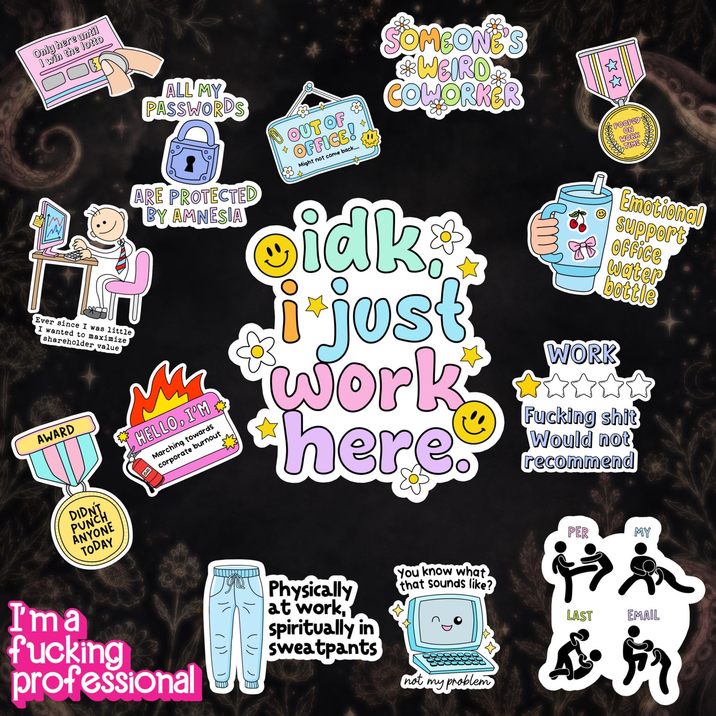 "Idk, I just Work Here" 15 Sticker Collection