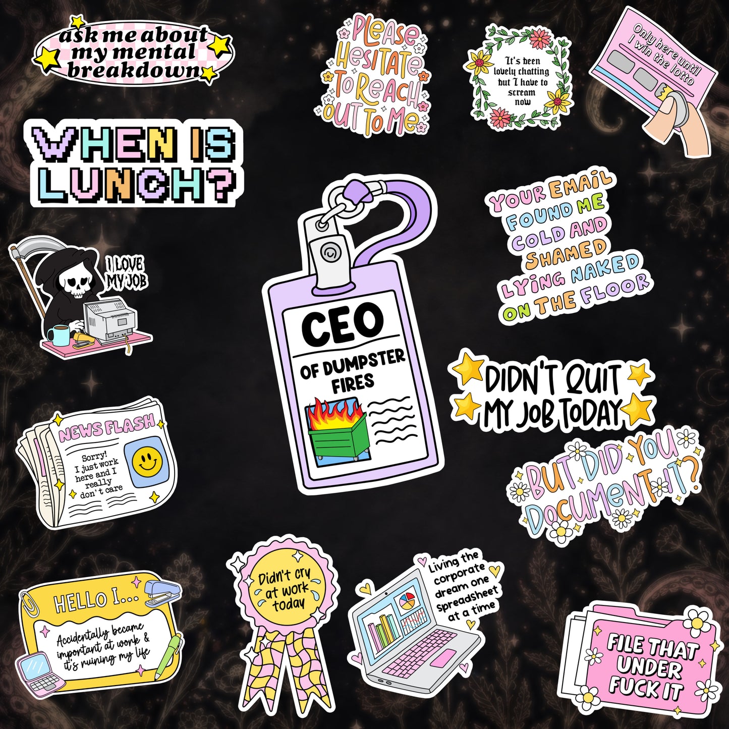 "CEO Of Dumpster Fires" 15 Sticker Collection