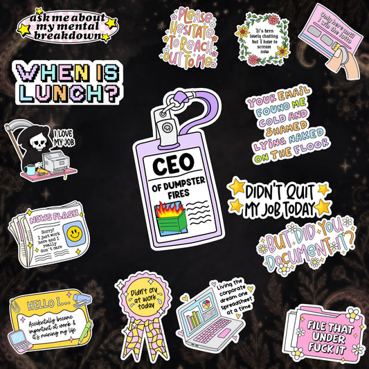 "CEO Of Dumpster Fires" 15 Sticker Collection
