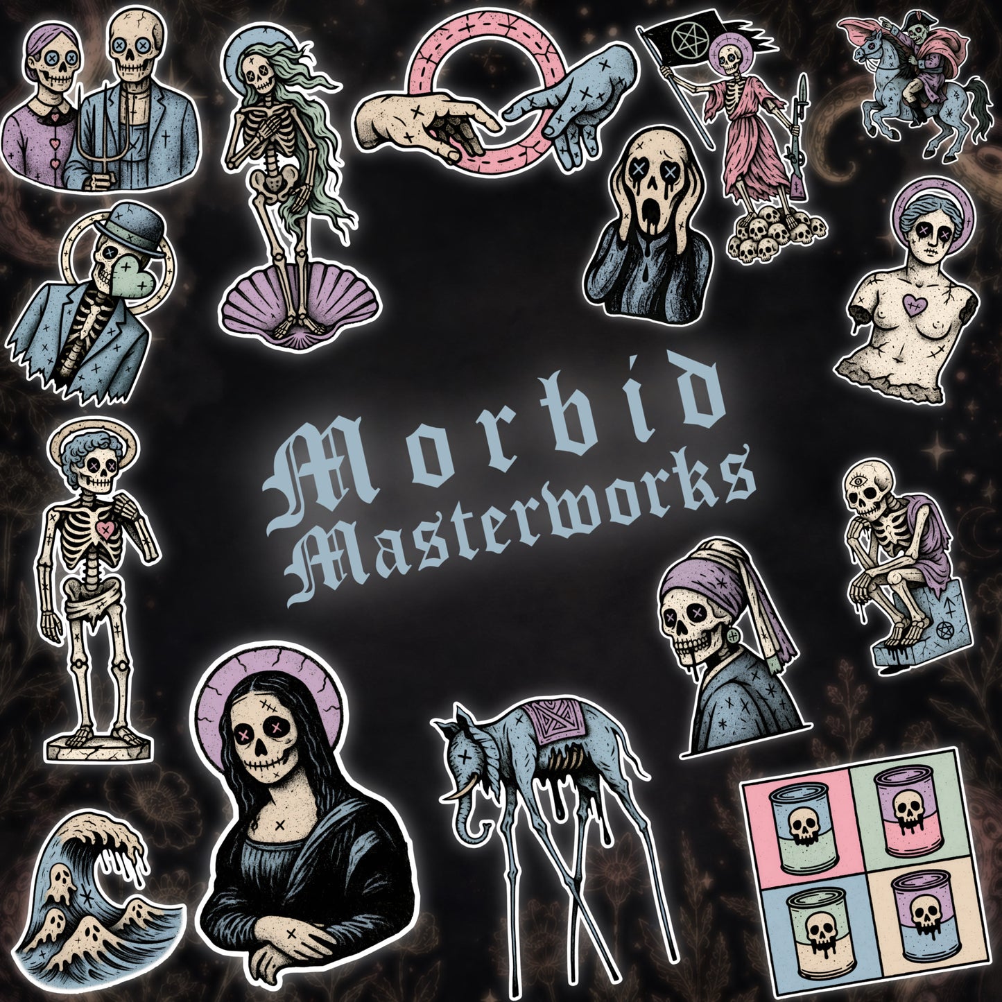 "Morbid Masterworks" 15 Sticker Collection