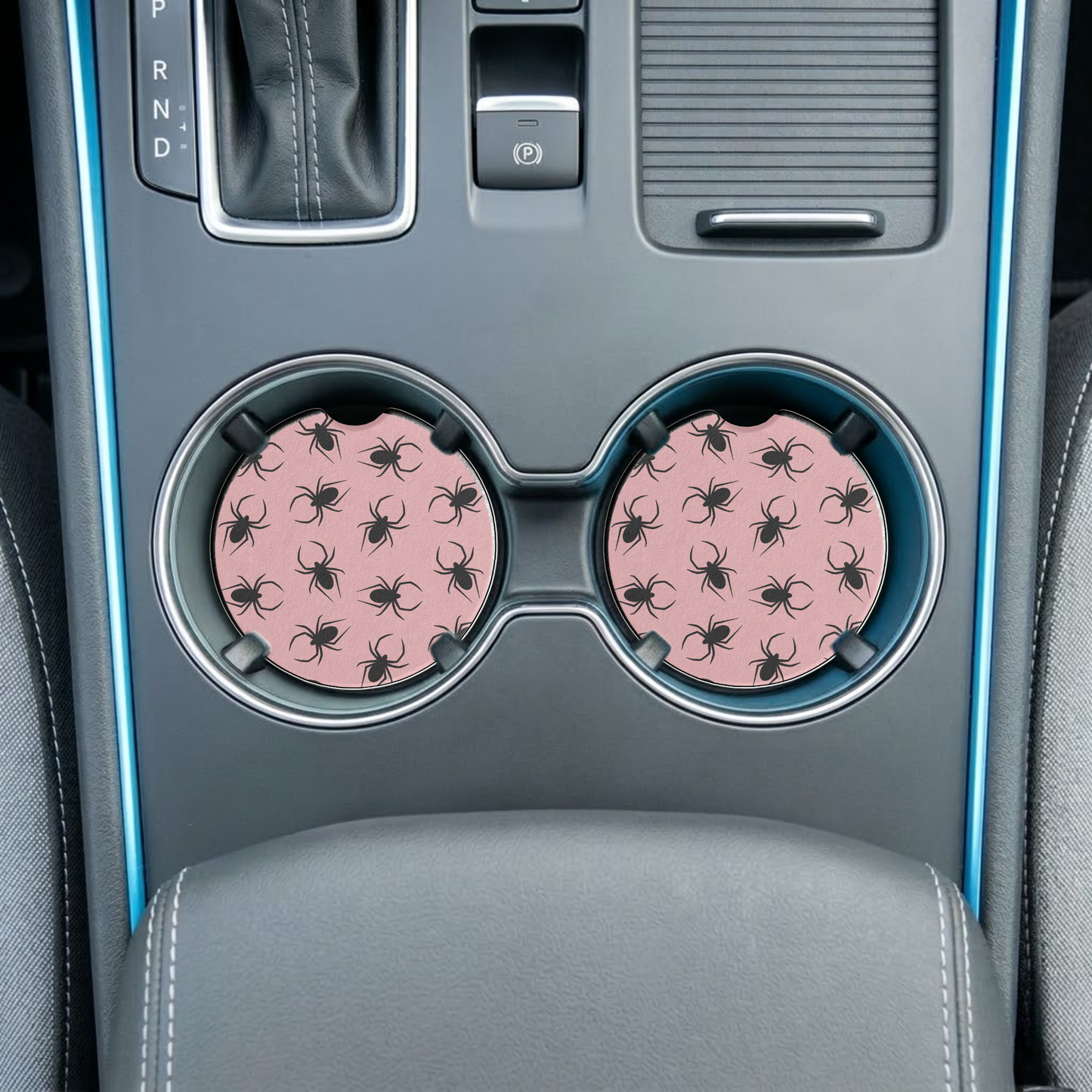 Absorbent Car Coasters | Set of 2 | Pink Widow