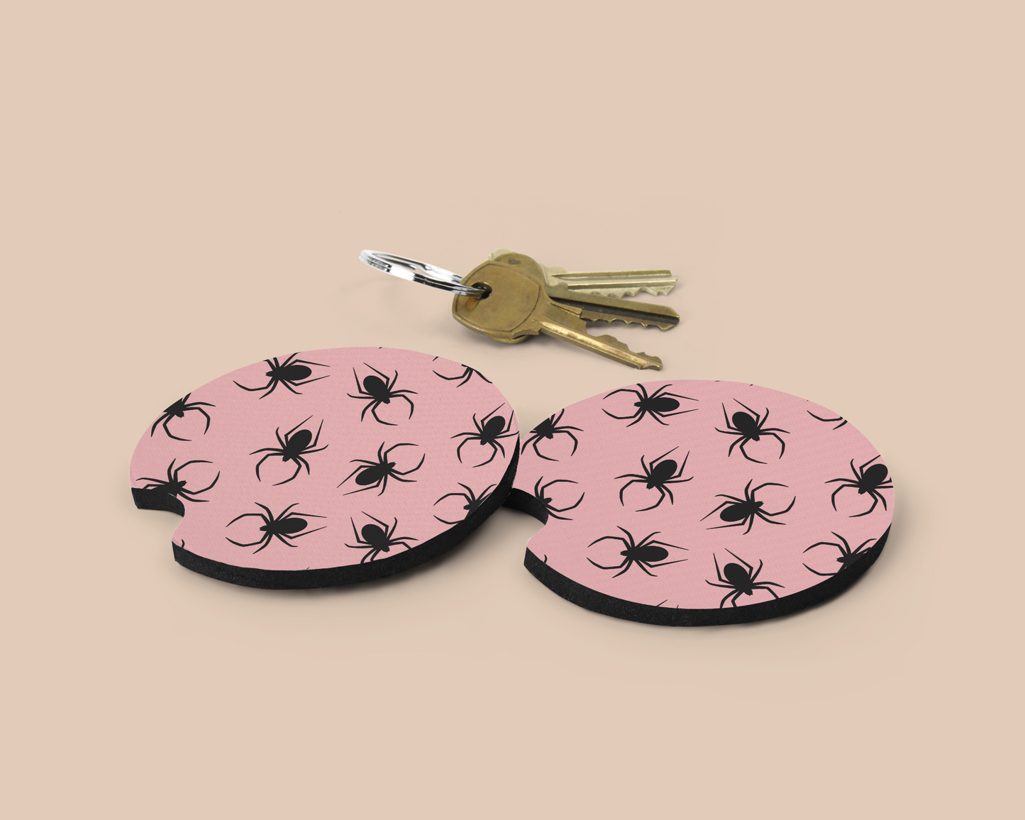 Absorbent Car Coasters | Set of 2 | Pink Widow